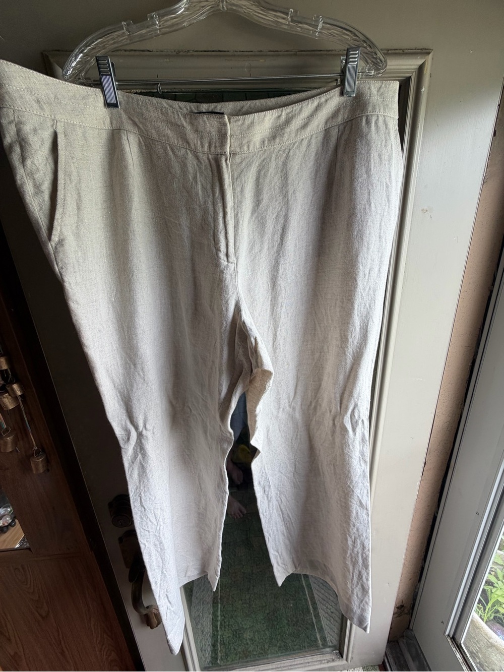 Stone Linen Blend Pants - Lightweight Casual Trousers